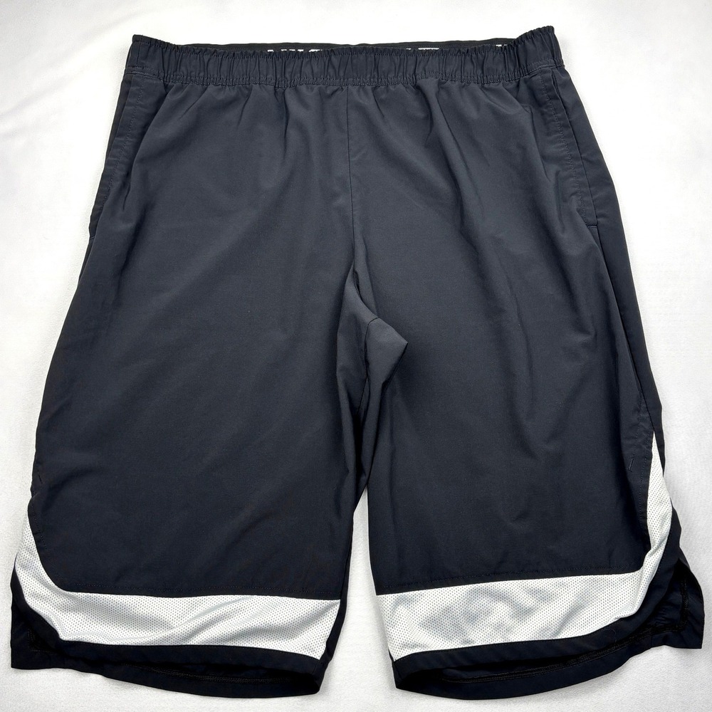 Nike Shorts Mens XXL Black White Dri FIT Stretch Woven Basketball Big Swoosh Gym